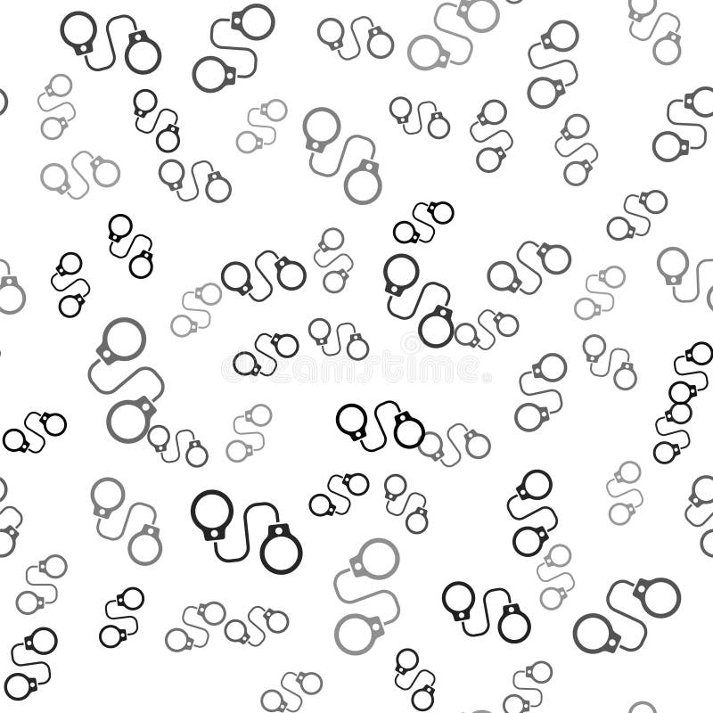 Black Handcuffs icon isolated seamless pattern on white background. Vector vector illustration