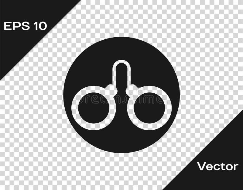 Black Handcuffs icon isolated on transparent background. Vector stock illustration