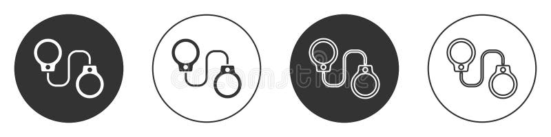 Black Handcuffs icon isolated on white background. Circle button. Vector vector illustration