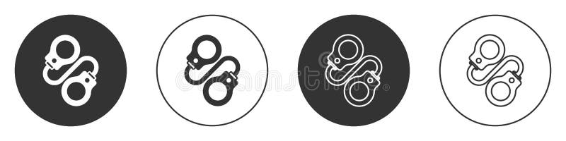 Black Handcuffs icon isolated on white background. Circle button. Vector vector illustration