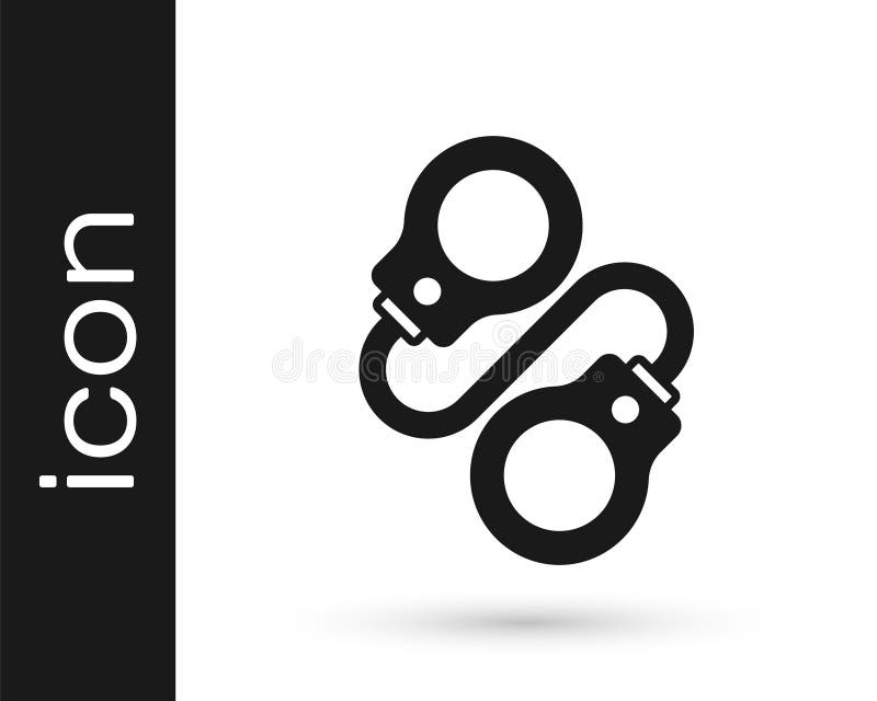 Black Handcuffs icon isolated on white background. Vector royalty free illustration
