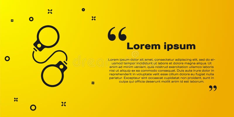 Black Handcuffs icon isolated on yellow background. Vector vector illustration