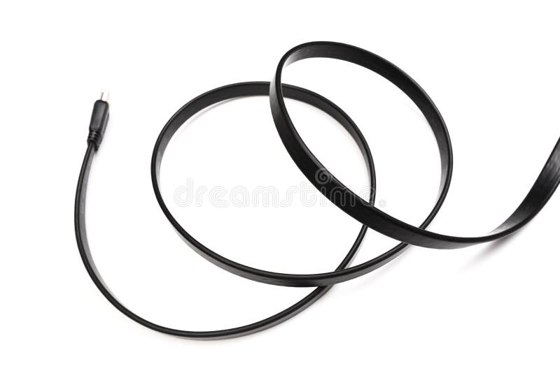 Black HDMI power cable socket isolated on white background stock image