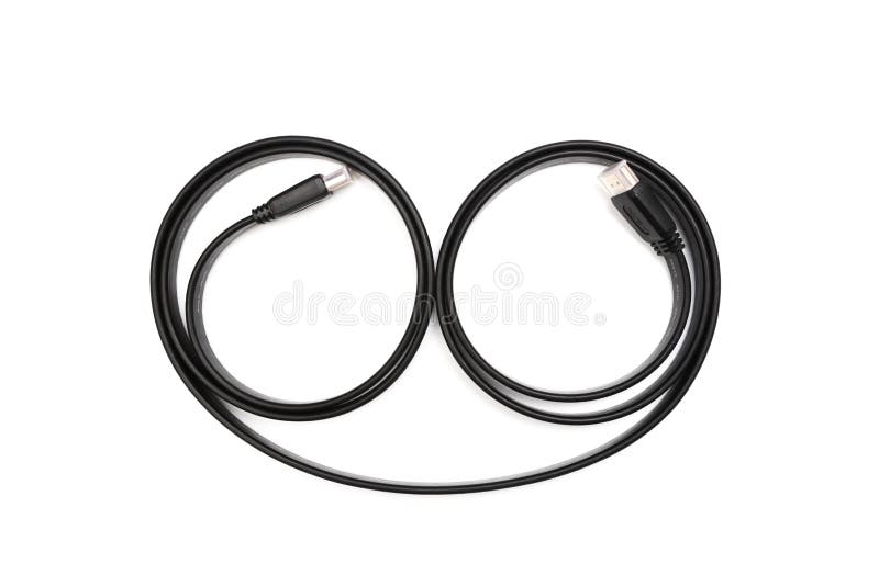 Black HDMI power cable socket isolated on white background royalty free stock photos