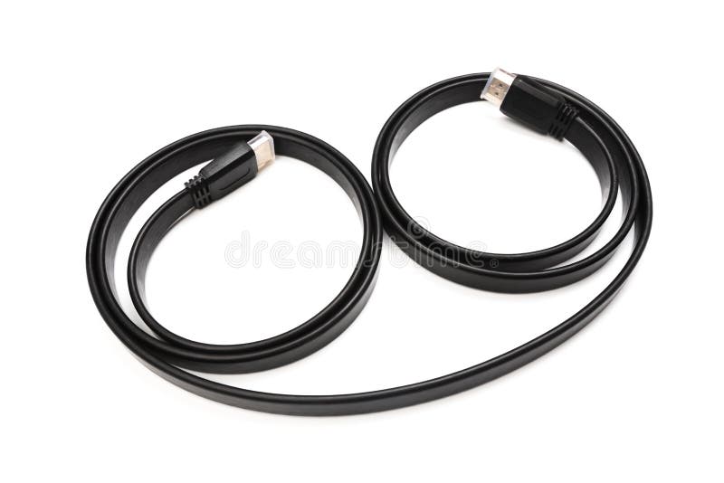 Black HDMI power cable socket isolated on white background royalty free stock photos