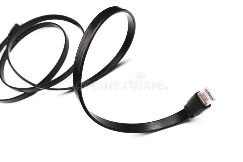 Black HDMI power cable socket isolated on white background stock photos