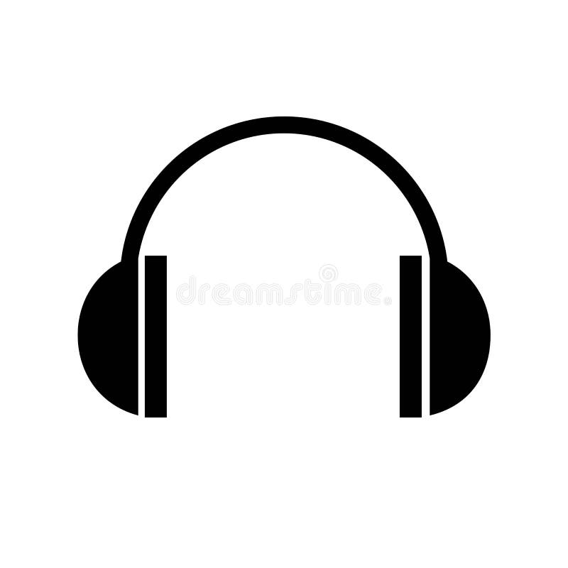 Headphone Icon with Sound Wave and Note. Logo, Symbol, Sign. Vector Illustration. Stock Vector