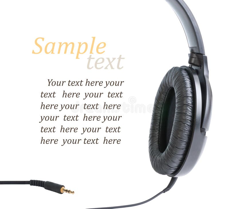 Black headphone with jack stock photo. Image of volume 23561672