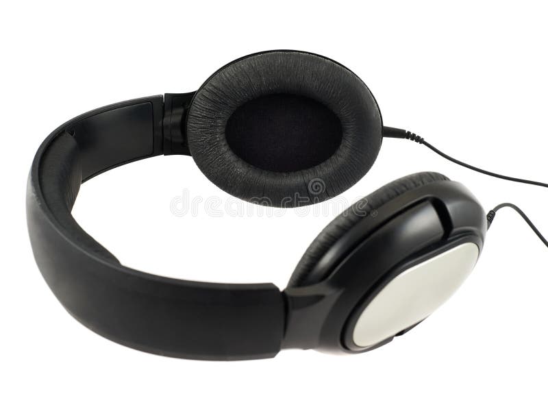 Black Headphones Set With A Wire Stock Photo Image of earphone