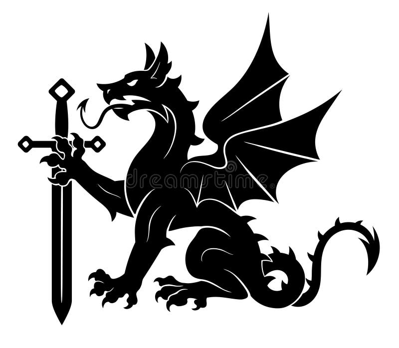 Дракон герб какого города. Дракон геральдика. Геральдический дракон Польша. Черный дракон геральдика. Трехглавый дракон геральдика.