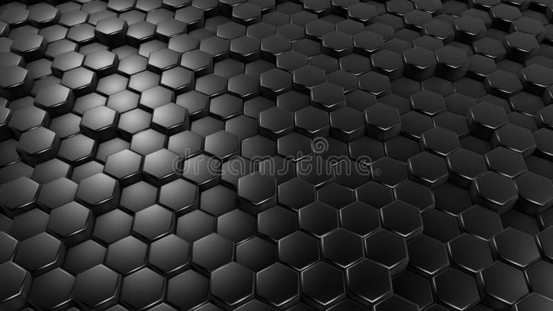 Black hexagon background. 3d illustration, 3d rendering