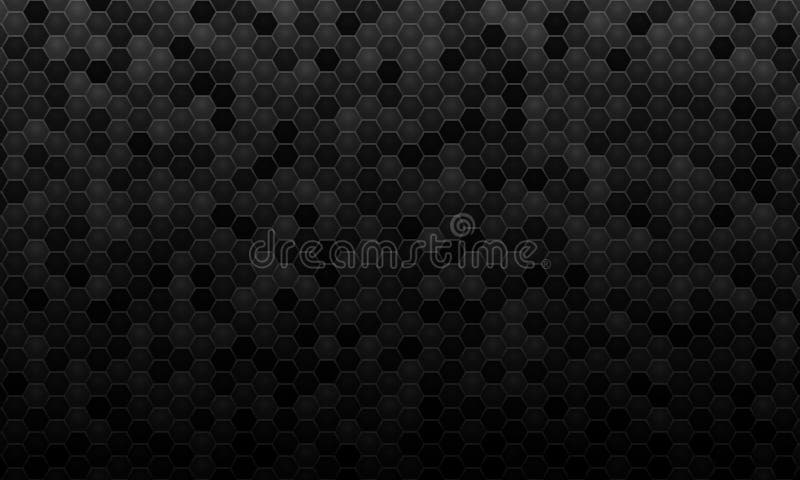 Black hexagonal abstract background with gradient. Game grid wallpaper. EPS10 vector illustration.