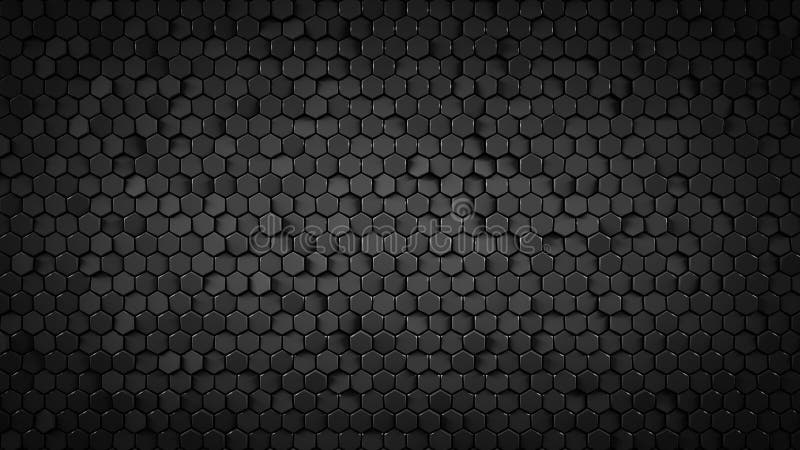 Black hexagonal background abstract 3D render royalty free illustration