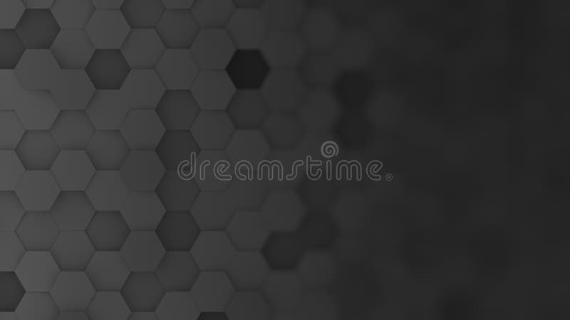 Black hexagonal grid background with blur royalty free illustration