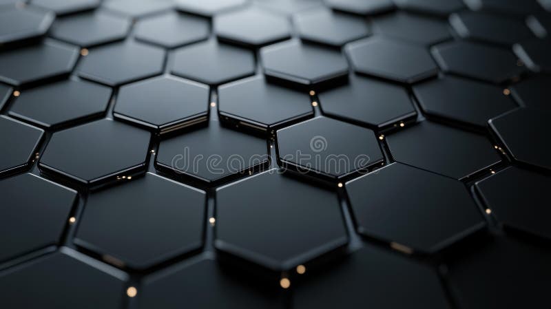 Black Hexagonal Pattern Background Technology Modern Design stock illustration