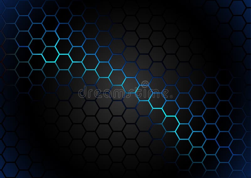 Black Hexagonal Pattern on Blue Magma Background stock illustration