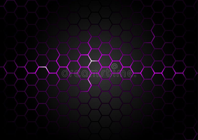 Black Hexagonal Pattern on Purple Magma Background vector illustration