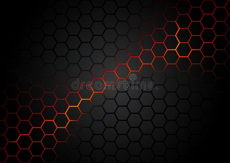 Black Hexagonal Pattern on Red Magma Background royalty free illustration