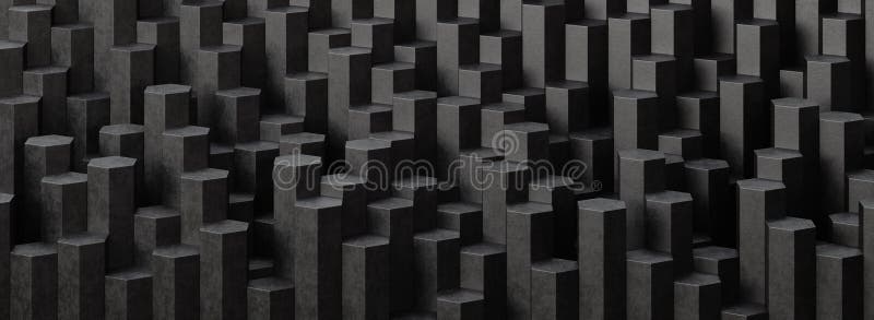 Black Hexagonal Pillars 3D Background vector illustration