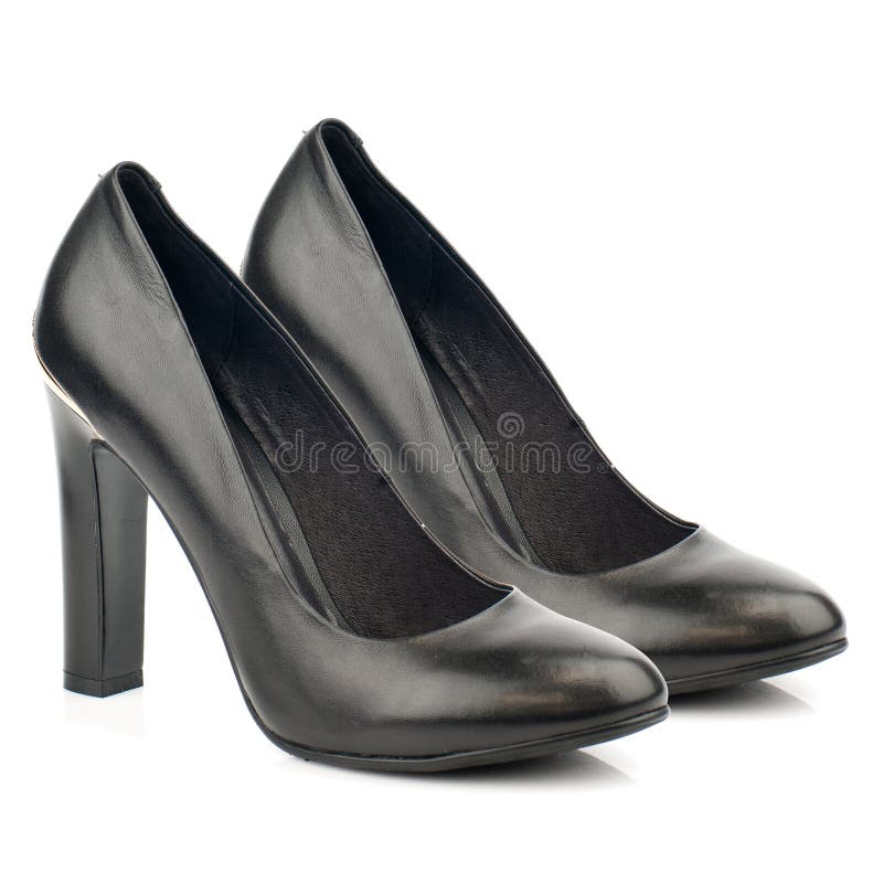 Black High Heel Shoes Isolated on White Background. Stock Photo - Image ...