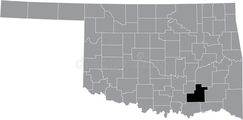 Location map of the Atoka County of Oklahoma, USA.