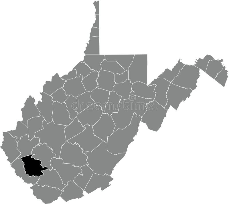 Location Map of the Logan County of West Virginia, USA Stock Vector