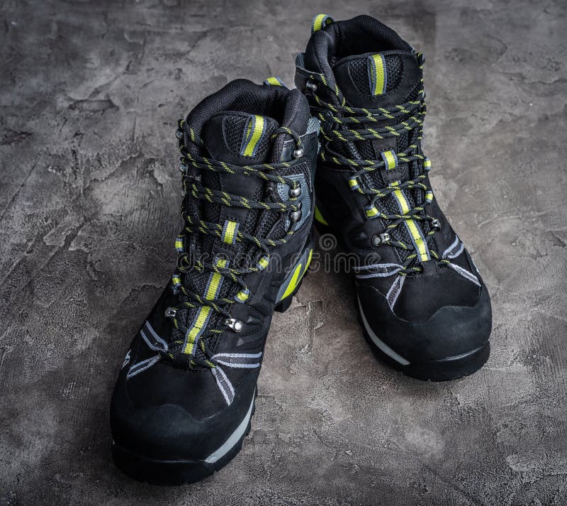 Black hiking boot stock image. Image of equipment, lace 174278153