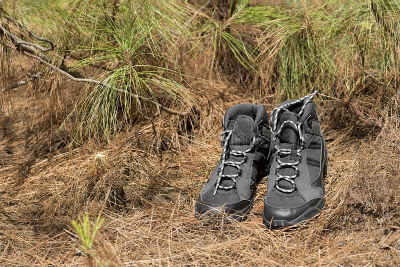 Black hiking boots stock photo. Image of explore, outdoor 110056656