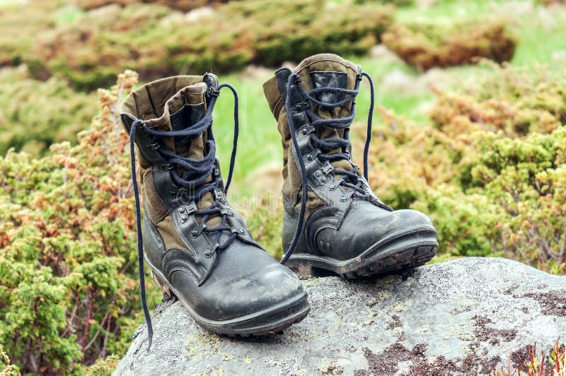 Black hiking boots stock photo. Image of outdoors, muddy 73418456