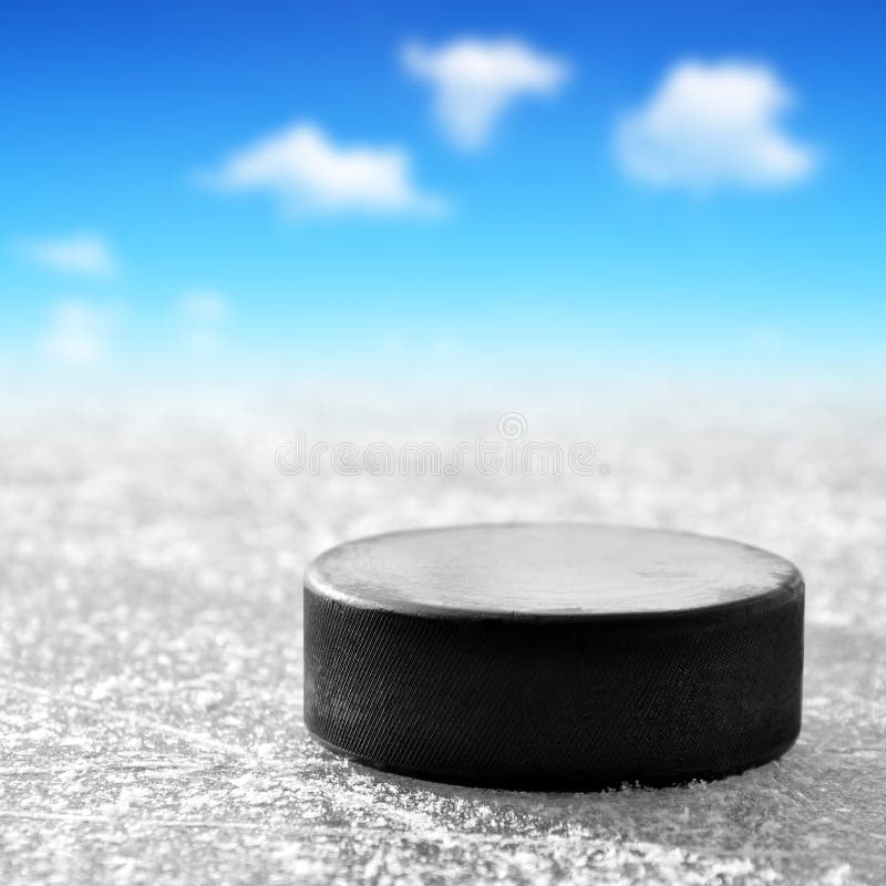 Black Hockey Puck on Ice Rink Stock Image Image of puck, hockey 8016165