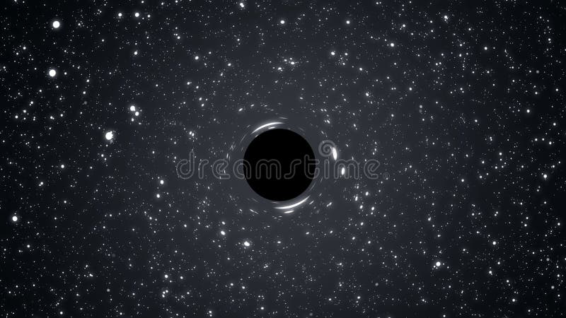 Black hole flying through the stars. Deep space.