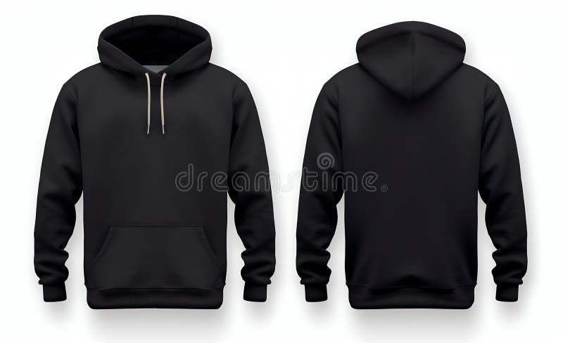 Black Hoodie Mockup Front and Back View. Generative Ai Stock ...