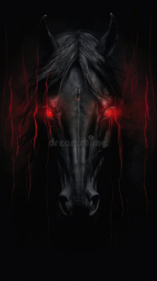 A Black Horse with Red Eyes Stock Illustration Illustration of