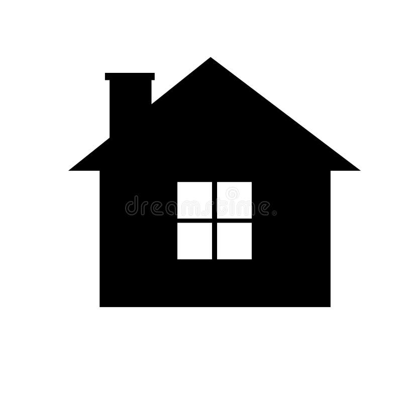 Black House With White Windows, Graphic Stock Illustration ...