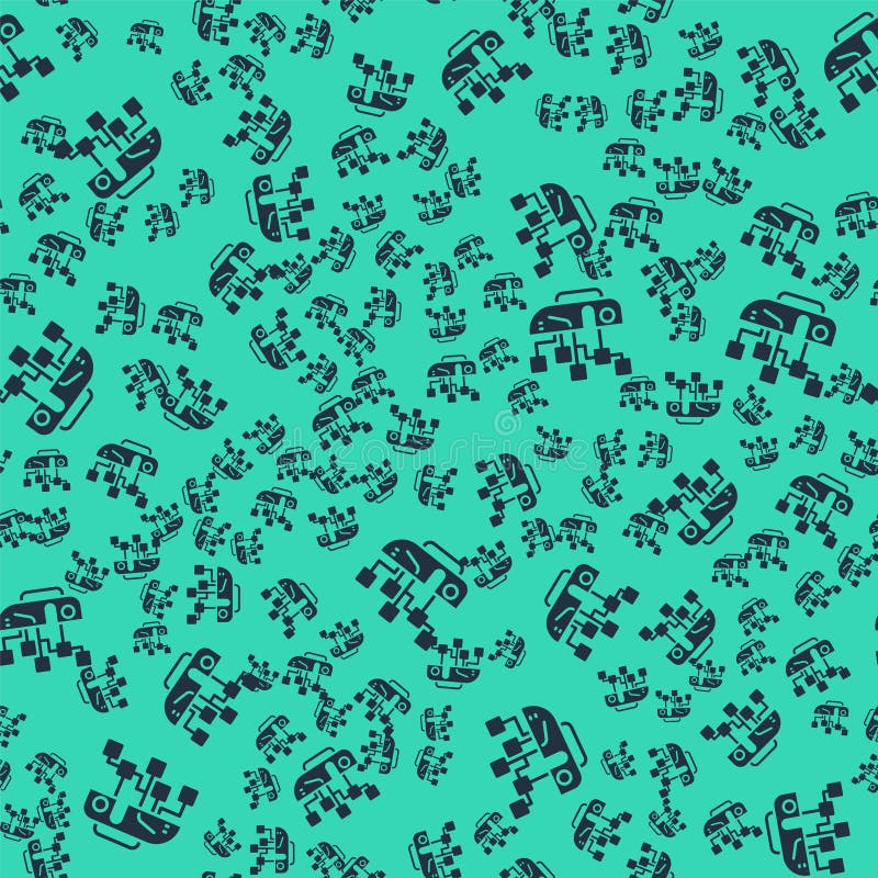 Black Humanoid Robot Icon Isolated Seamless Pattern on Green Background ...