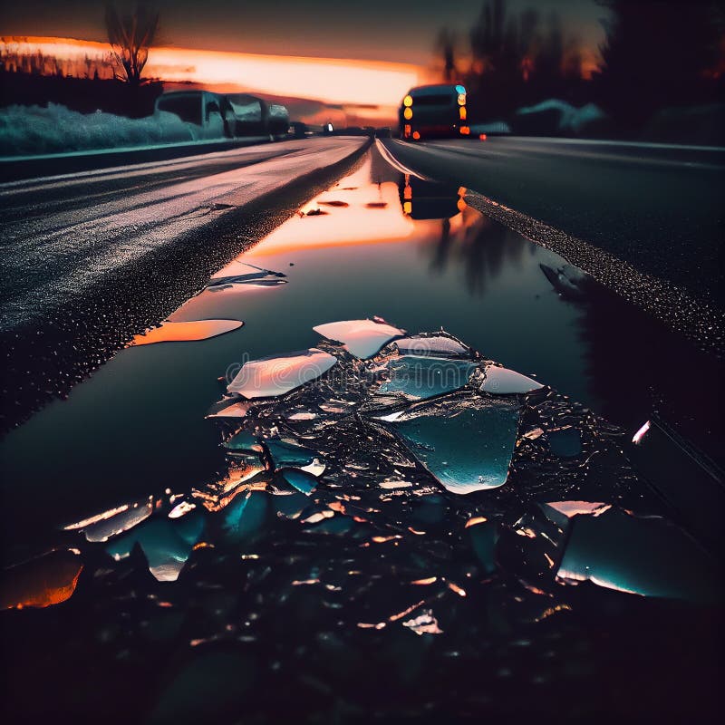 Black Ice on the Road Made with,generative Ai Stock Illustration Illustration of nature