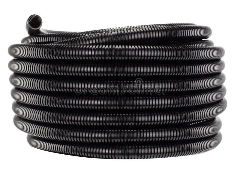 Roll of Plastic Corrugated Pipe for Electrical Installation Closeup Stock Image Image of
