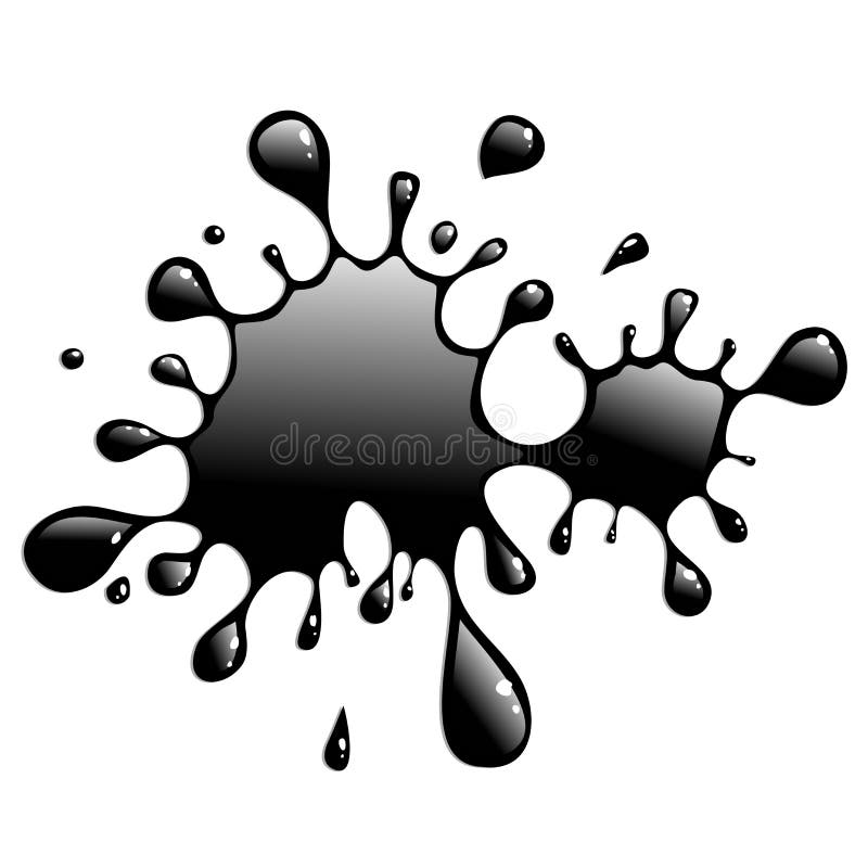 Black paint glossy splash droplet ink Royalty Free Vector