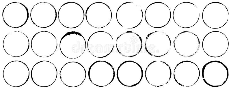 Black ink circles vector set royalty free illustration