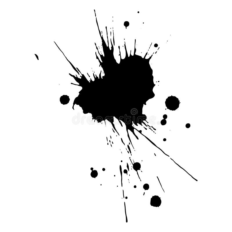 Black ink drop and splash, vector illustration clip art