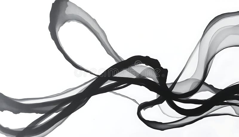 Black ink ribbon abstract, flowing and artistic, Stock Photo, Generative AI vector illustration