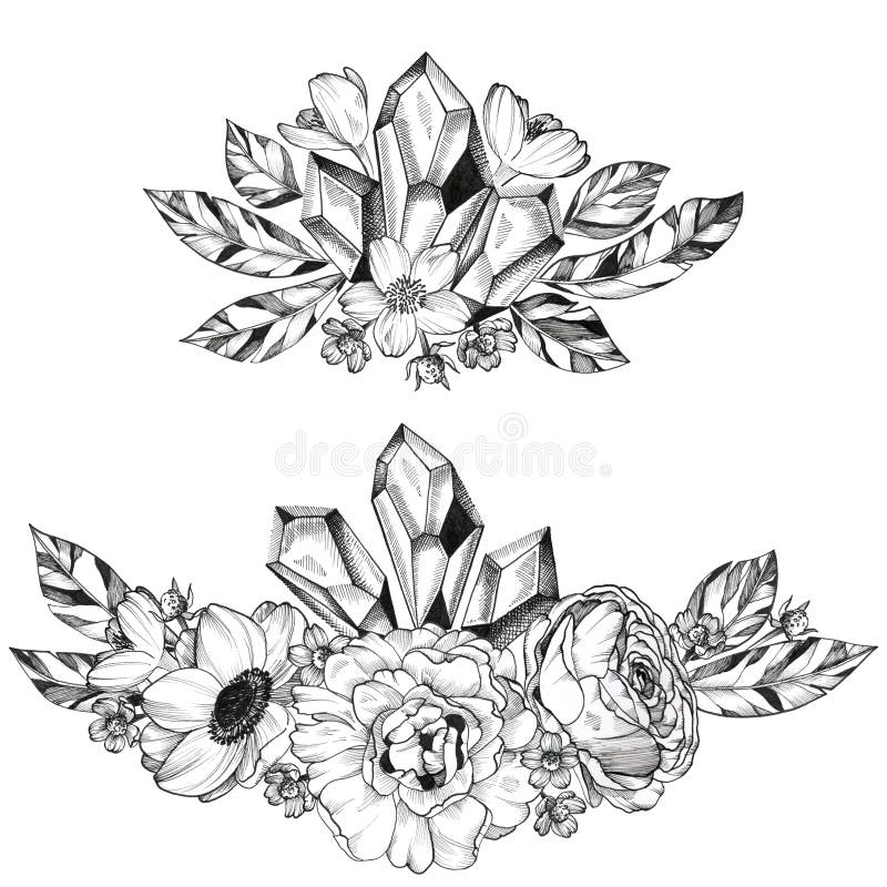 Set of Crystal Gemstone Tattoo Design 10797099 Vector Art at Vecteezy