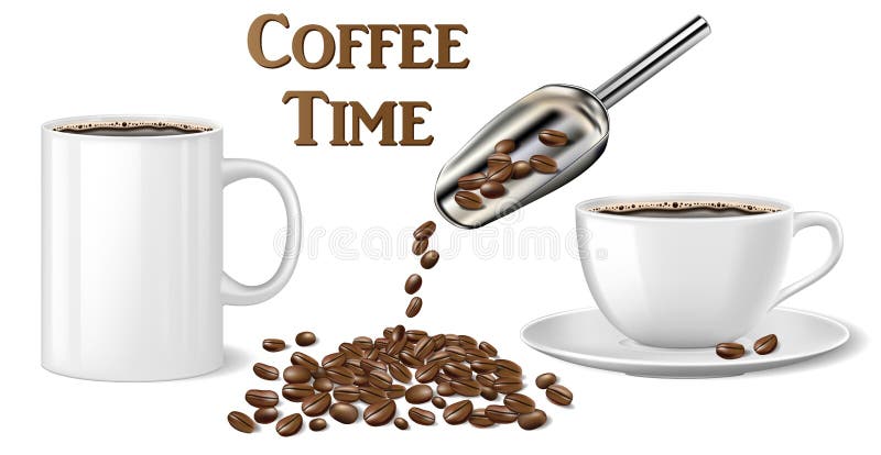 Download Black Instant Coffee Cup Mockup Template Isolated On White. 3d Illustration Of Hot Coffee Mug ...