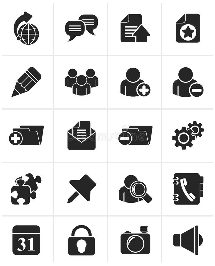 Black Internet blogging icons vector illustration