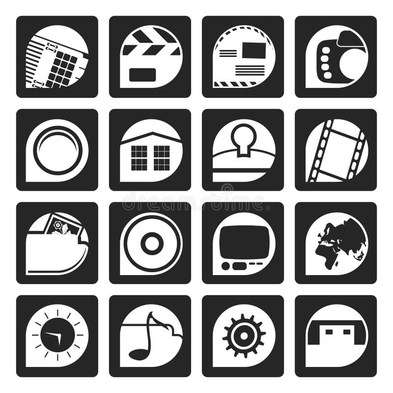 Black Internet, Computer and mobile phone icons royalty free illustration