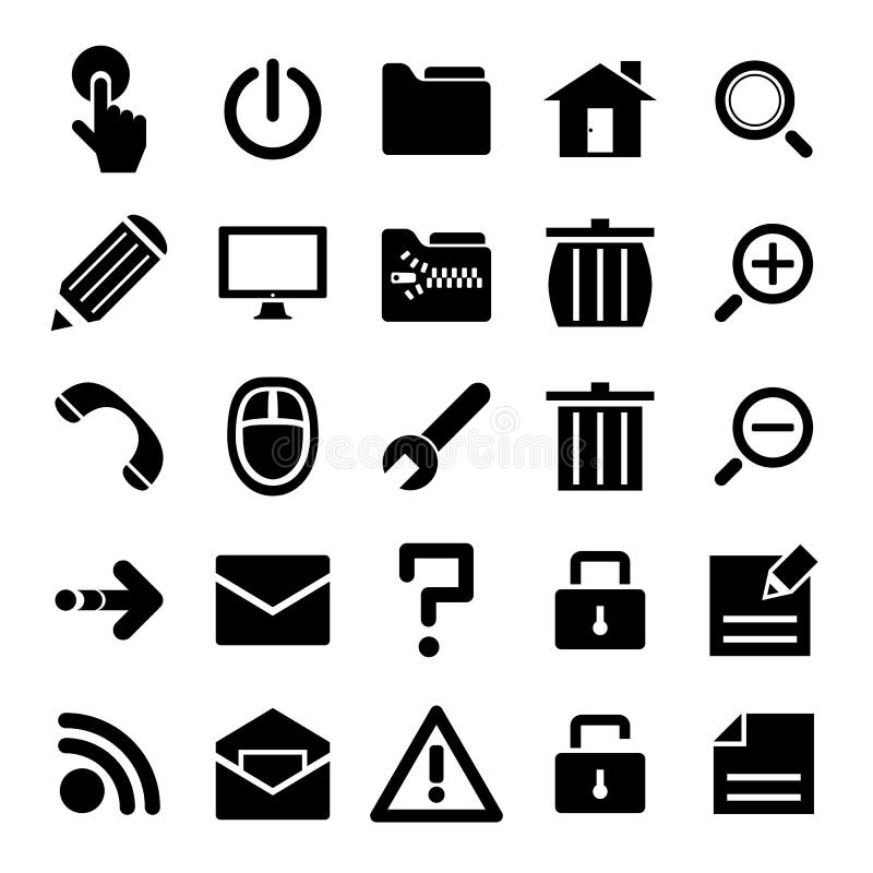 Black internet icons set stock illustration