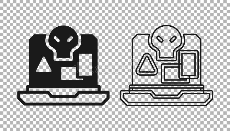 Black Internet piracy icon isolated on transparent background. Online piracy. Cyberspace crime with file download and royalty free illustration