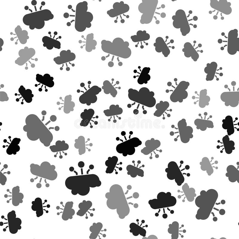 Black Internet of things icon isolated seamless pattern on white background. Cloud computing design concept. Digital royalty free illustration