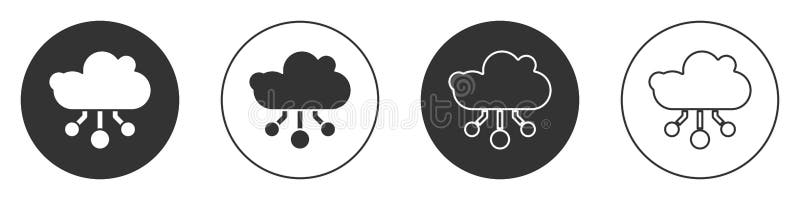 Black Internet of things icon isolated on white background. Cloud computing design concept. Digital network connection stock illustration