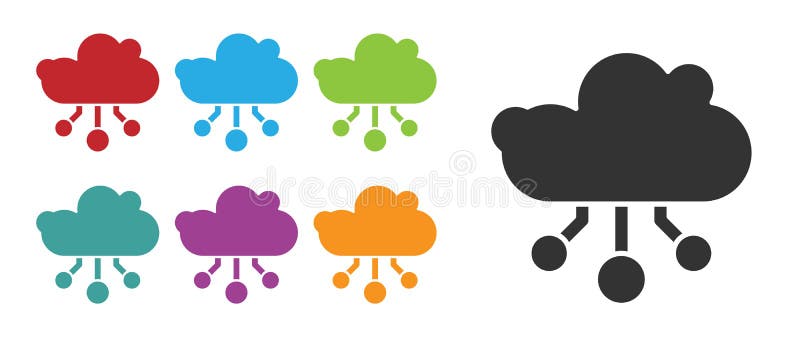 Black Internet of things icon isolated on white background. Cloud computing design concept. Digital network connection royalty free illustration